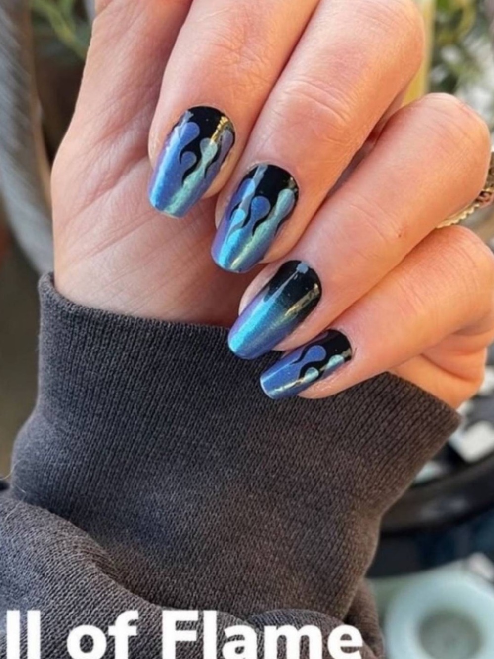 *Exclusive* Color Street: Hall of Flame | Blue Black Fire Shimmer Party Goth - Picture 5 of 15